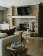 Lower level fireplace - Country homes for sale and luxury real estate including horse farms and property in the Caledon and King City areas near Toronto